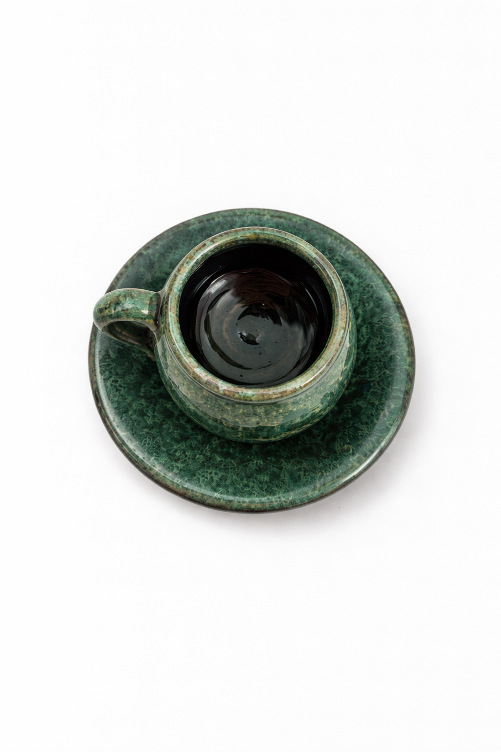 Tasse à espresso et soucoupe en céramique verte – 100 ml