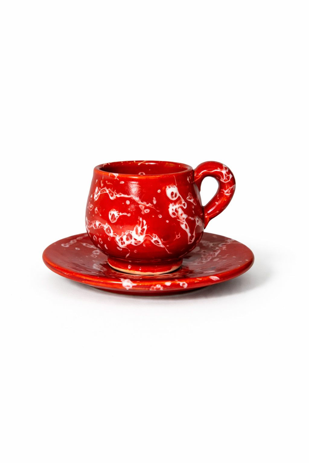 Tasse à espresso et soucoupe en céramique rouge – 100 ml