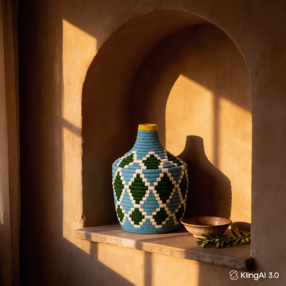 Ocean Mosaic Basket Handwoven Decorative Basket