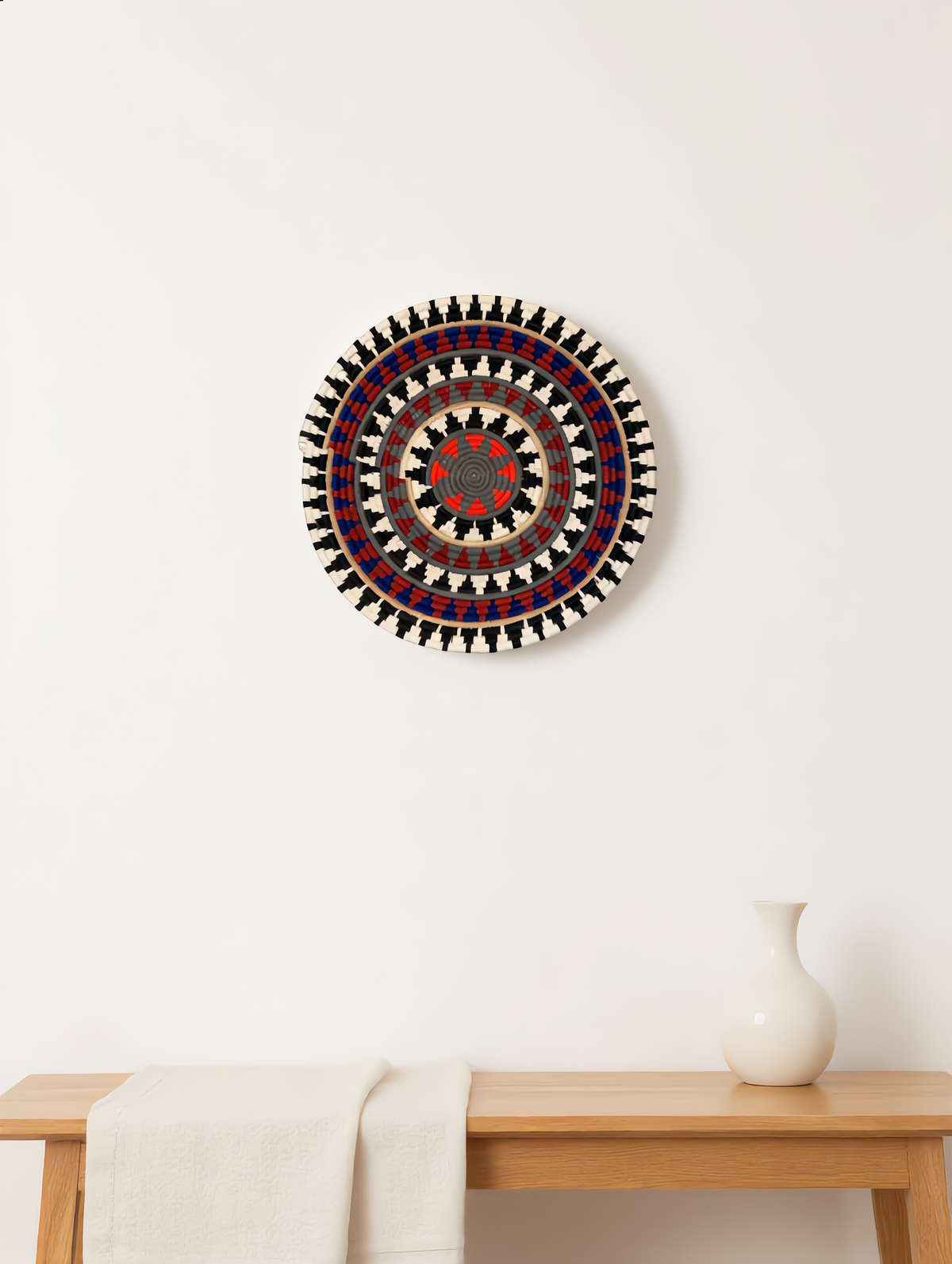 Panier rond tressé, mural ou à poser – 40 cm