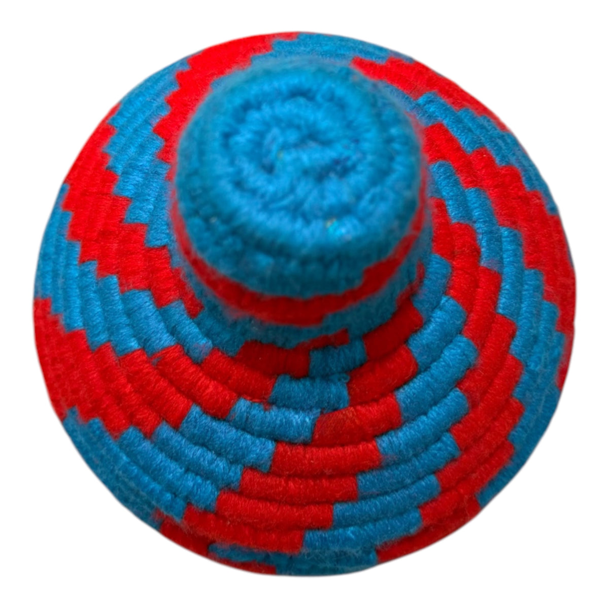Panier tressé zigzag bleu