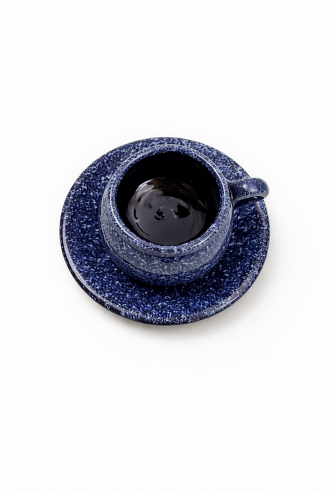 Glänzende Keramik Espressotasse mit Untertasse – 100 ml