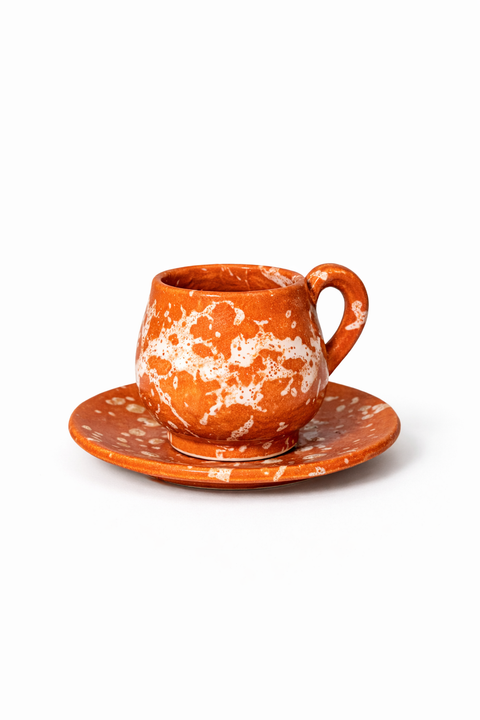 Glänzende Keramik Espressotasse mit Untertasse – 100 ml