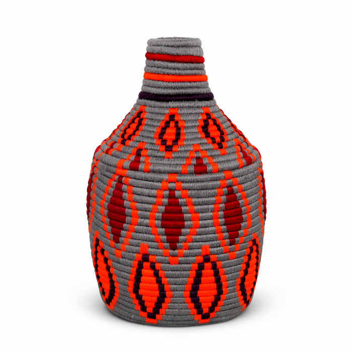 Orange Diamond Basket Handwoven Decorative Basket