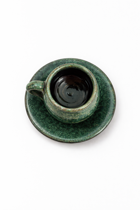 Glänzende Keramik Espressotasse mit Untertasse – 100 ml