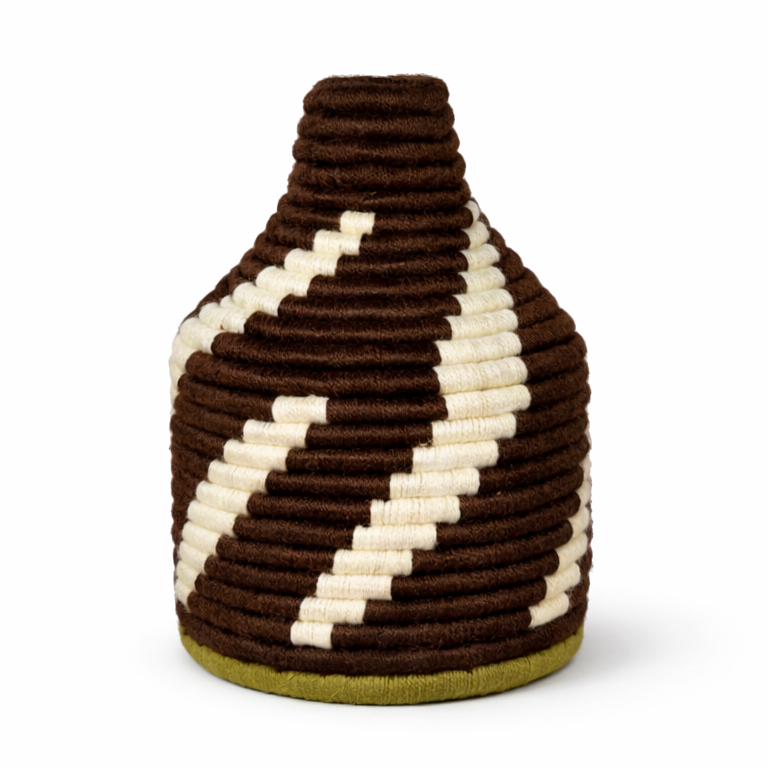 Panier tressé spirale marron
