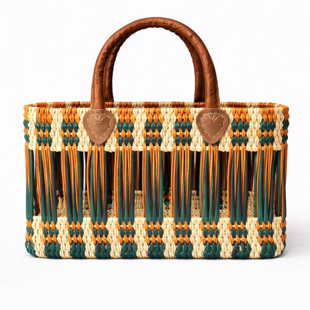 Cabas en jonc naturel tressé main – Bohème chic
