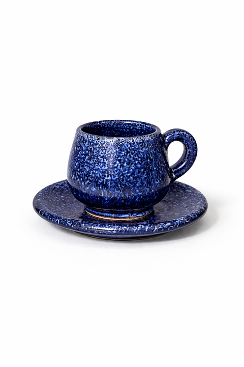 Glänzende Keramik Espressotasse mit Untertasse – 100 ml