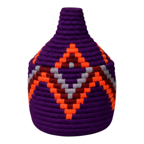 Panier Violet Motif Tribal – Décoration Bohème Naturelle Tissée à la Main