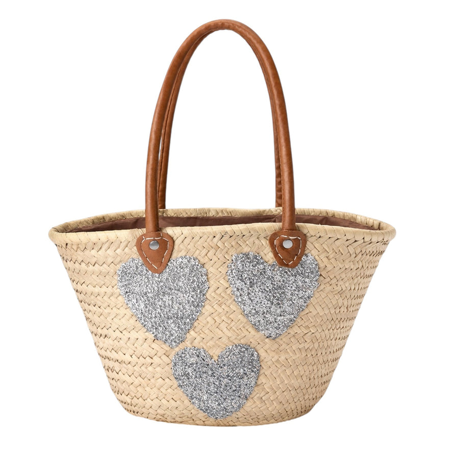 Sac en paille souple Cœur