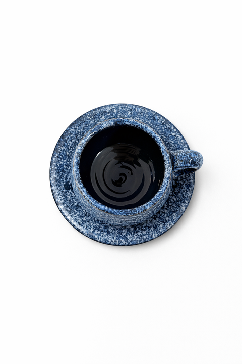 Glänzende Keramik Espressotasse mit Untertasse – 100 ml