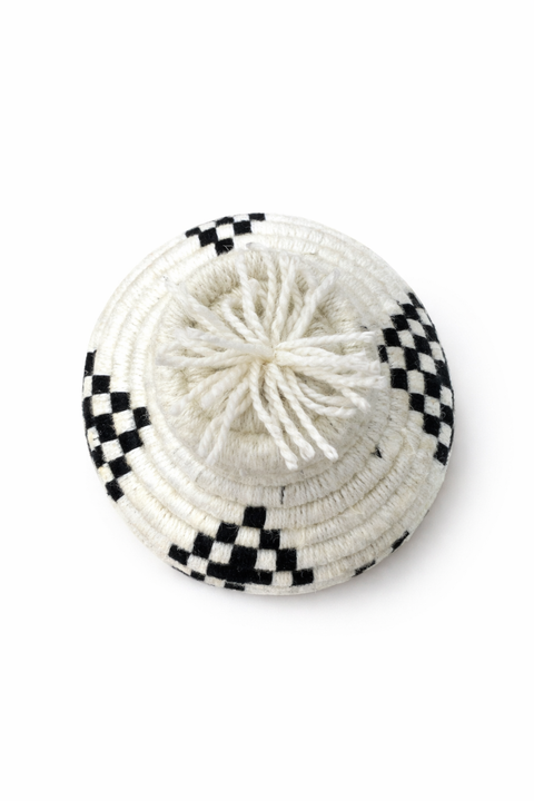 Panier Blanc Motif Géométrique – Décoration Bohème Naturelle Tissée à la Main