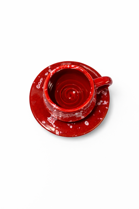 Glänzende Keramik Espressotasse mit Untertasse – 100 ml