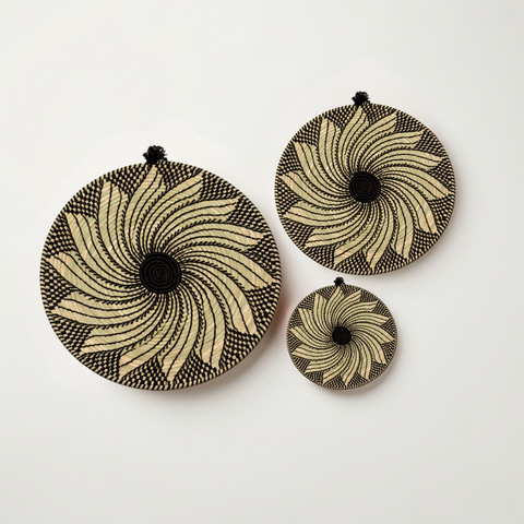 
Black Natur Spiral Geflochtenes Wandkorb Set