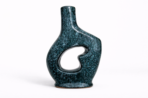 Sculptural Ceramic Vase in Deep Green Modern Home Decor