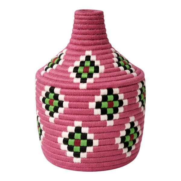 Panier tressé Berbère rose