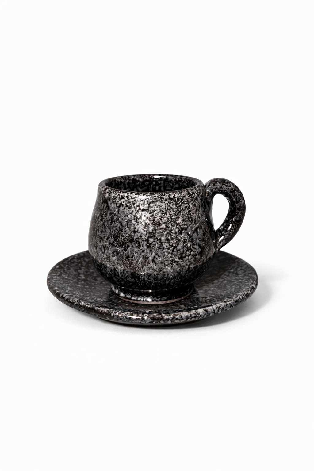 Tasse à espresso et soucoupe en céramique noire – 100 ml