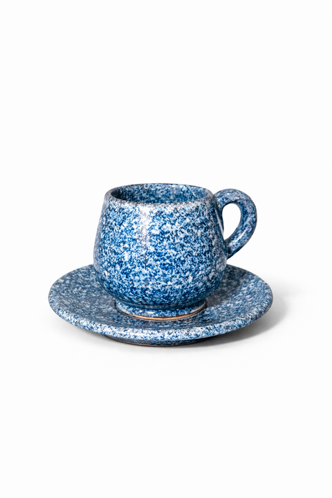 Glänzende Keramik Espressotasse mit Untertasse – 100 ml