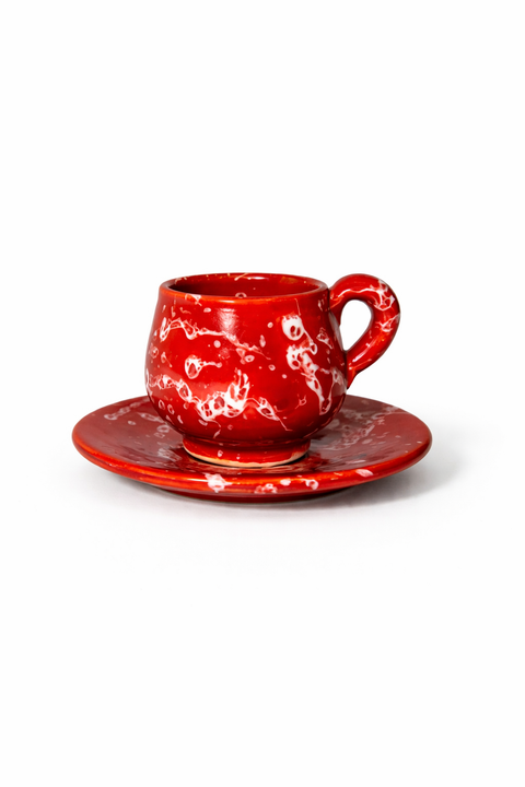 Glänzende Keramik Espressotasse mit Untertasse – 100 ml