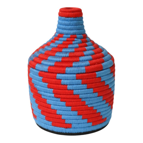 Panier Bleu Motif Zigzag – Décoration Bohème Naturelle Tissée à la Main