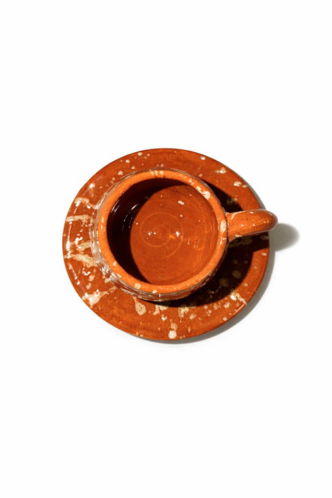 Glänzende Keramik Espressotasse mit Untertasse – 100 ml