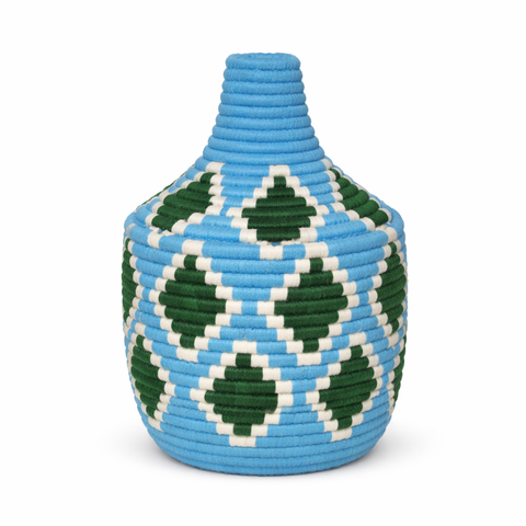 Panier Tressé Mosaïque Océan – Décoration Bohème Artisanale Tissée Main