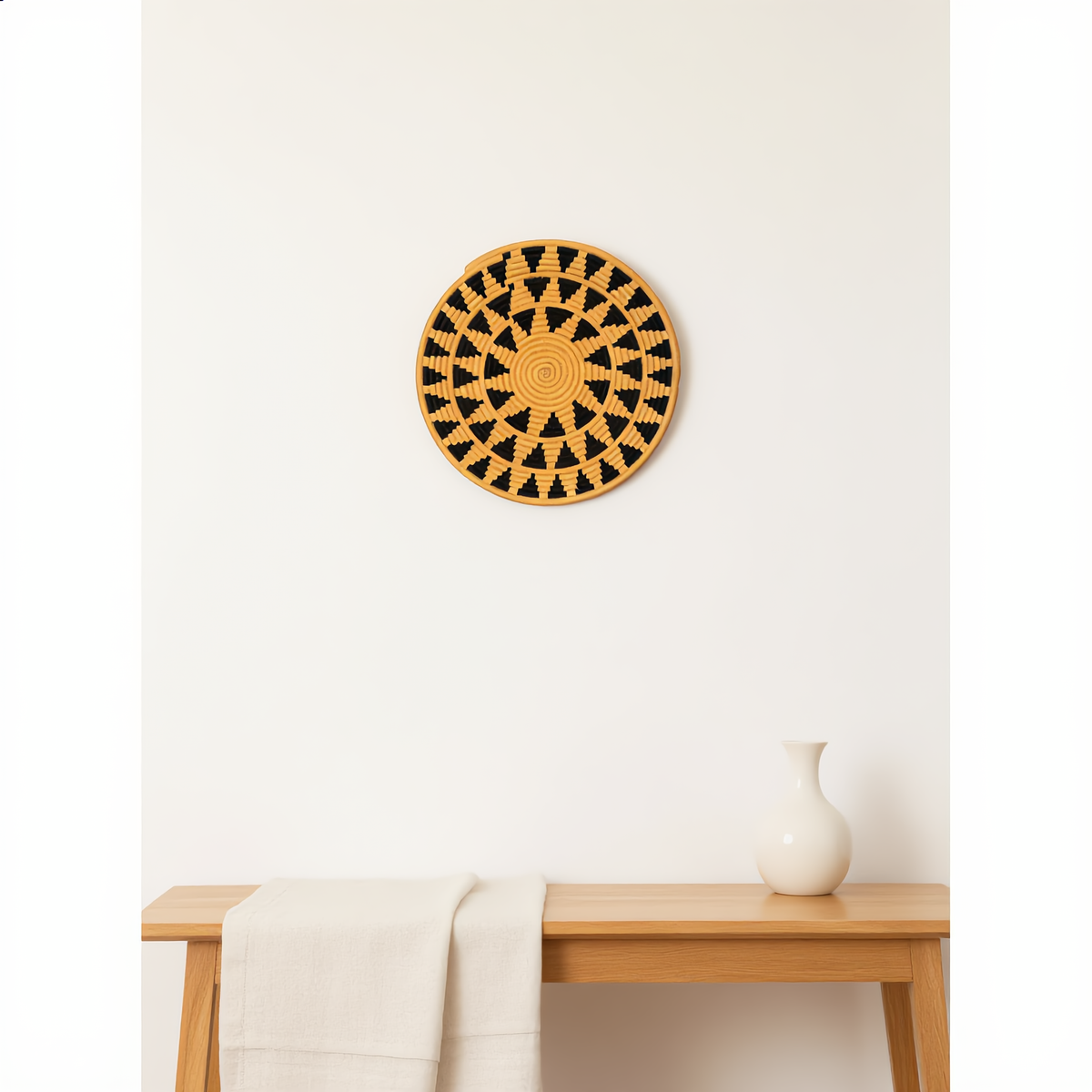 Panier rond tressé, mural ou à poser – 40 cm