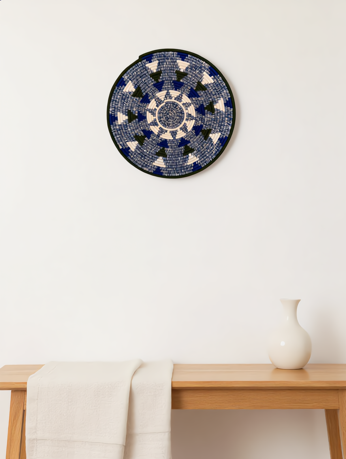 Panier rond tressé, mural ou à poser – 47 cm