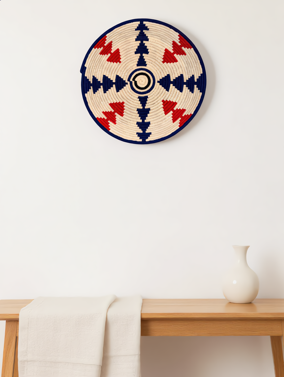 Panier rond tressé, mural ou à poser – 47 cm