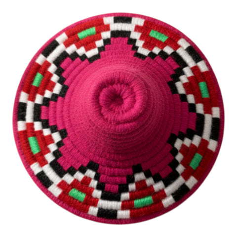 Panier Rouge Motif Berbère – Décoration Bohème Naturelle Tissée à la Main
