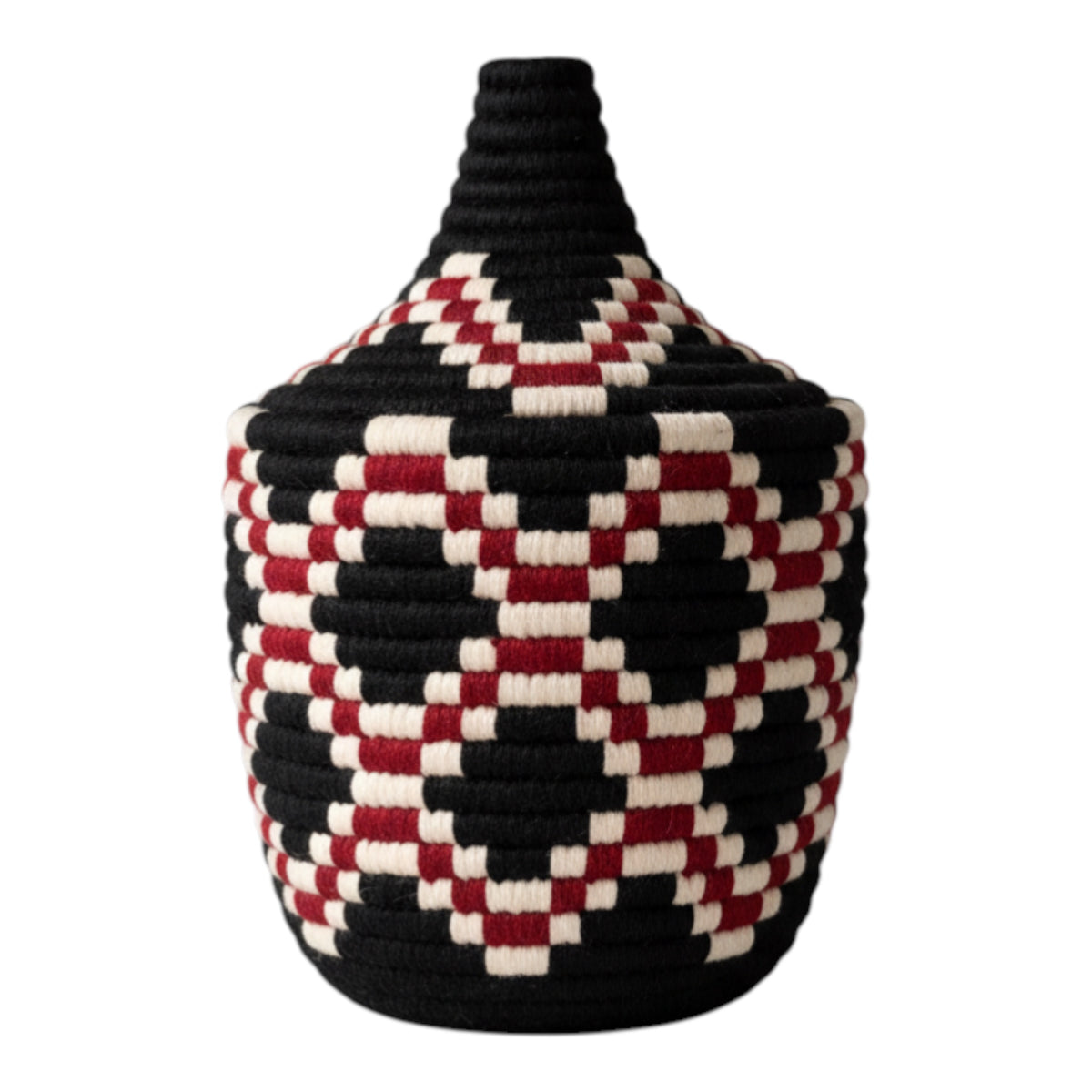 Black Geometric Basket  Handwoven Decorative Basket