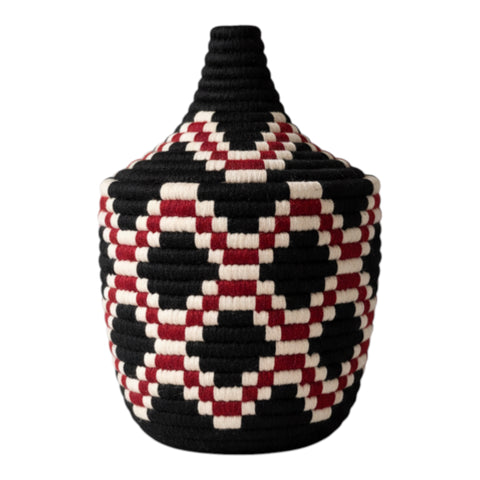 Handgewebter Black Geometric Korb – Dekorativer Korb
