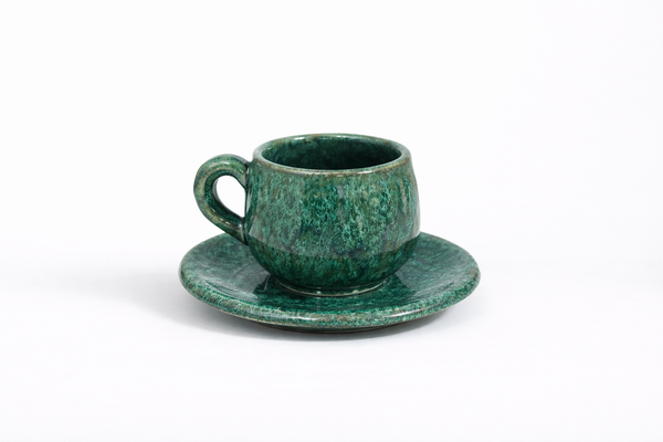 Tasse à espresso et soucoupe en céramique verte – 100 ml